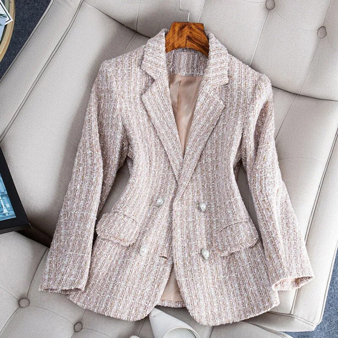 Elegante Tweed Blazer met Getailleerde Pasvorm