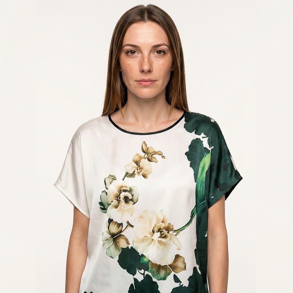Bloemenprint Top met Korte Mouwen
