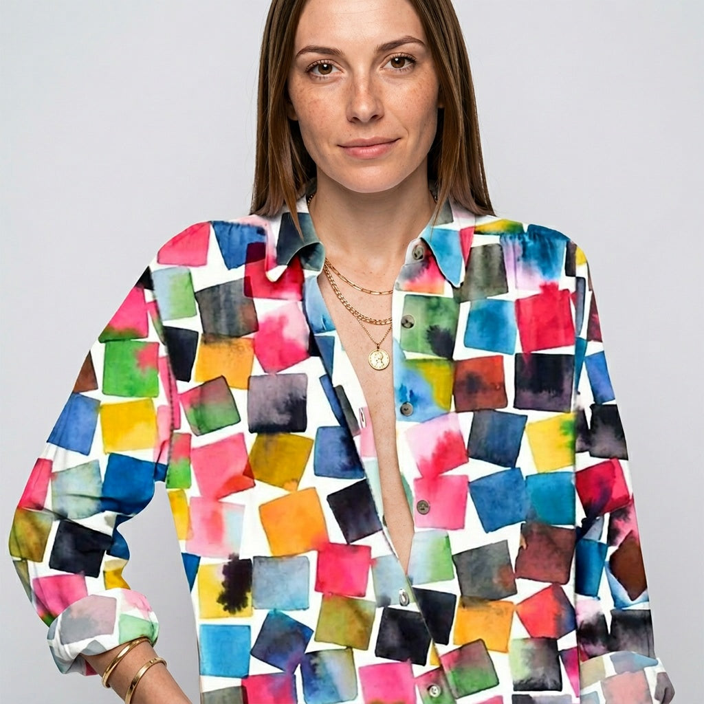 Artistieke Blouse met Bloemenprint en Losse Pasvorm