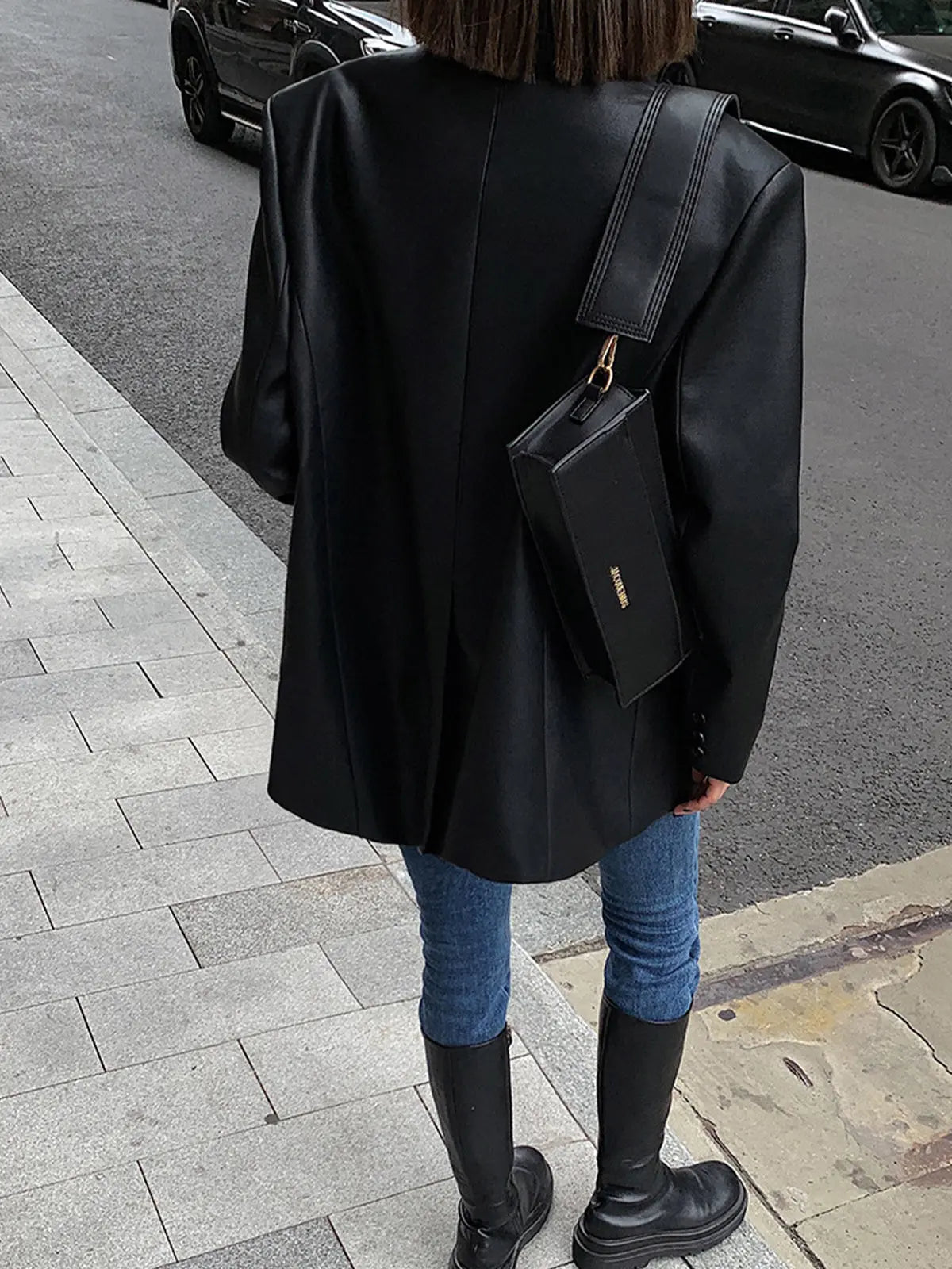 Sarah | Leren blazer met zakken en details