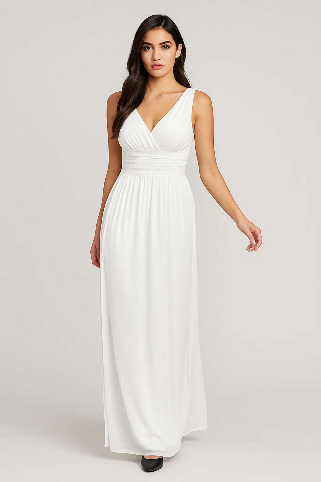 Witte Elegante V Hals Maxi Jurk